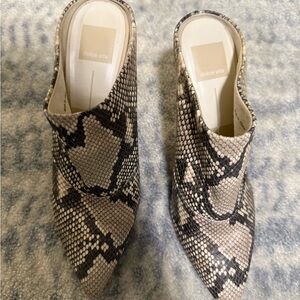 Dolce Vita Women's Snakeskin Mules - Black and Cream